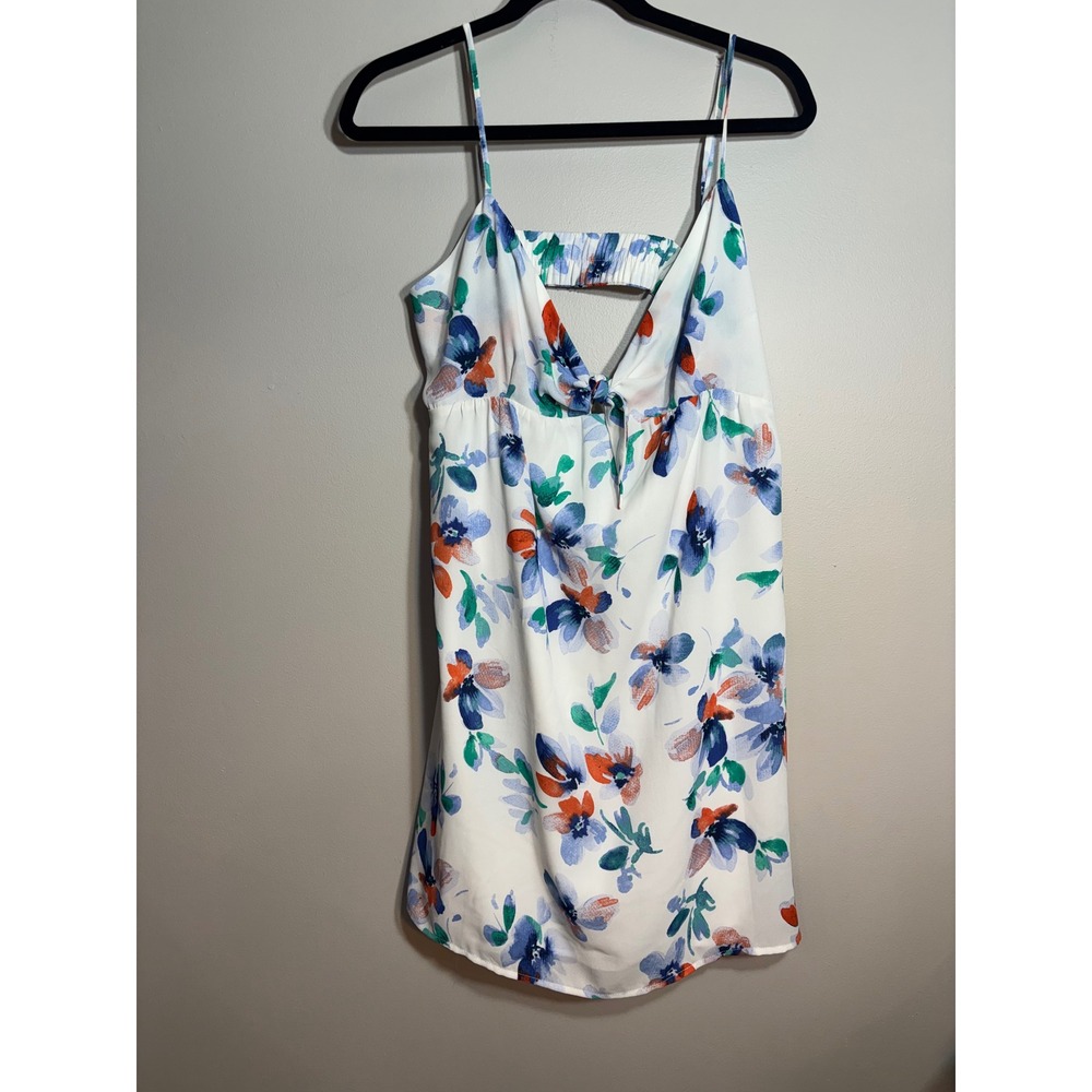 Jack by BB Dakota Floral Mini Dress White Blue Orange Cutout Back Womens Large‎